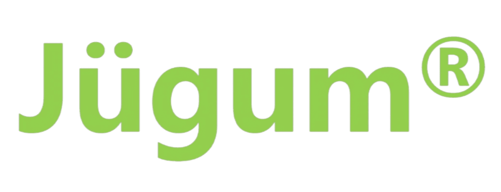 Jügum registered trademark logo, green text logo for hydraulic tools manufacturer
