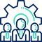 HOME 39 Teamwork and gear icon, professional R&D team symbol for corporate innovation.团队协作齿轮图标,专业研发团队企业创新标识