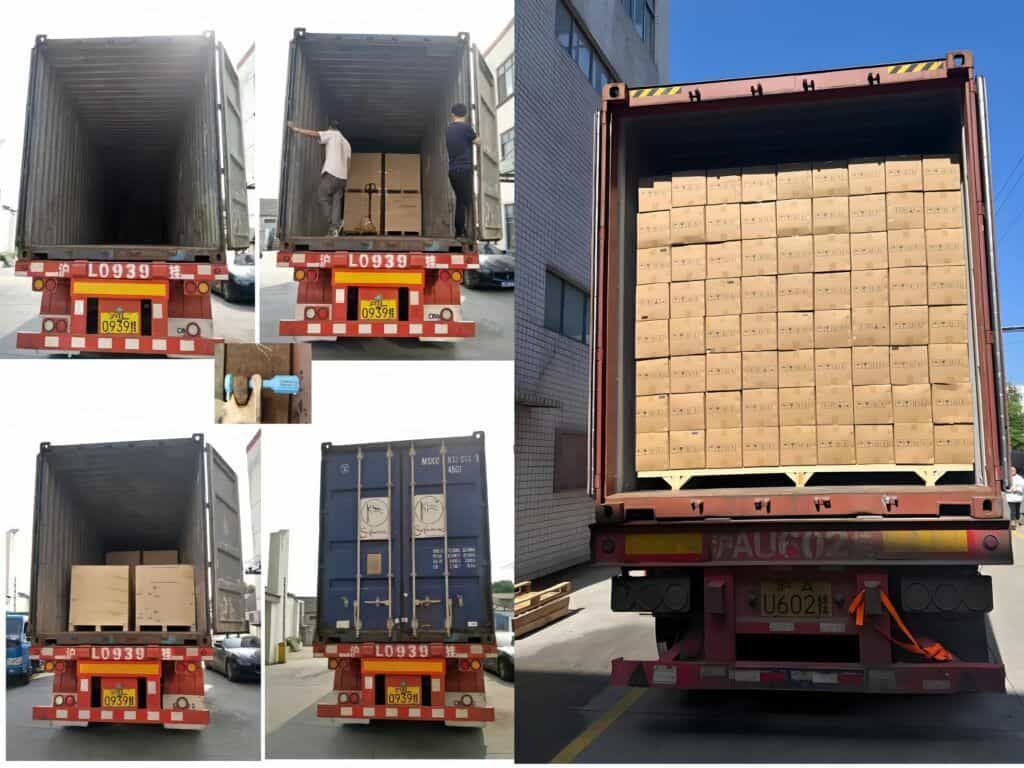 OEM & ODM SERVICE 24 Truck and container loading photos of neutral packed vacuum cleaner goods, bulk OEM shipment for sea freight from Shanghai & Ningbo port