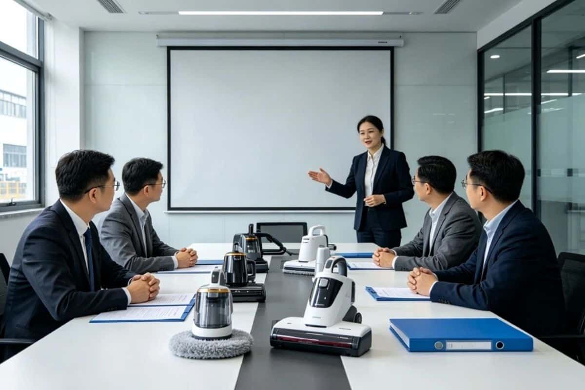 Certified Quality 25 actory certification audit meeting with cleaning appliance manufacturer China team